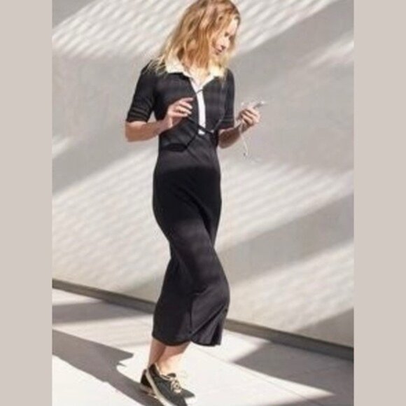 AYR Dresses & Skirts - NWT AYR The Scout Dress Black Cream Seashell Collar Midi Pima Cotton XS #9160